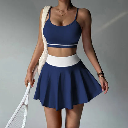 Fitness Yoga Set Women Tracksuit Gym Clothes Sports Bra 2 Piece Workout Sets Outfit Short Skirt Quick Drying Sportswear