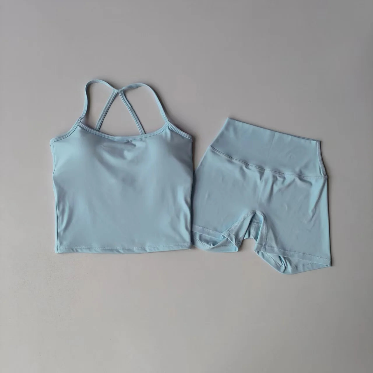 Fitness Gym Set Women 2 Piece Sets Halter Neck Tank Tops High Waist Scrunch Seamless Shorts Sport Suit Sportswear Workout Set